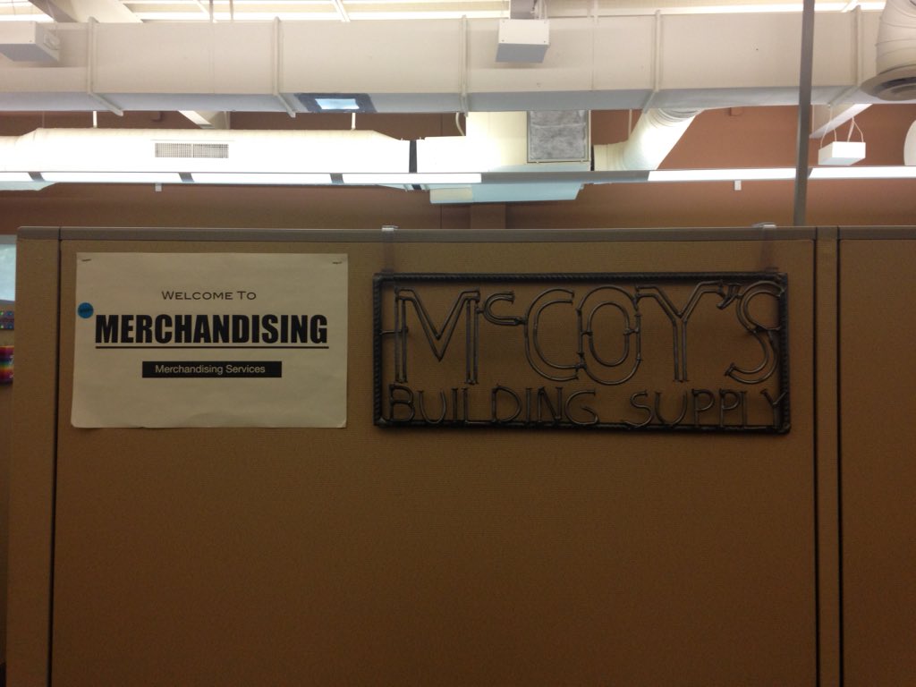 WetDesert2's tweet image. Very cool sign built by a customer in the Merchandising Dept at HQ @BornToBuild #mccoys #gobuildsomething