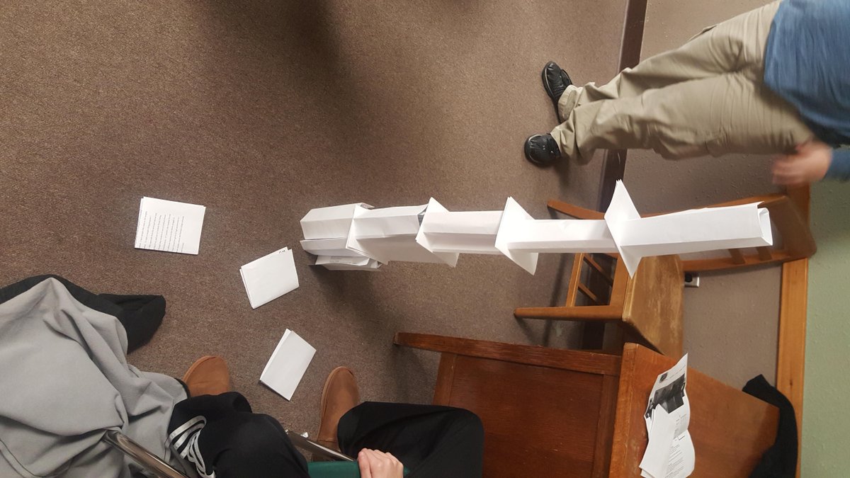 BMSNewton's tweet photo. Building paper towers today in our #STEM Lab elective. This is the tallest 8th grade tower. https://t.co/Aiea14VOtE