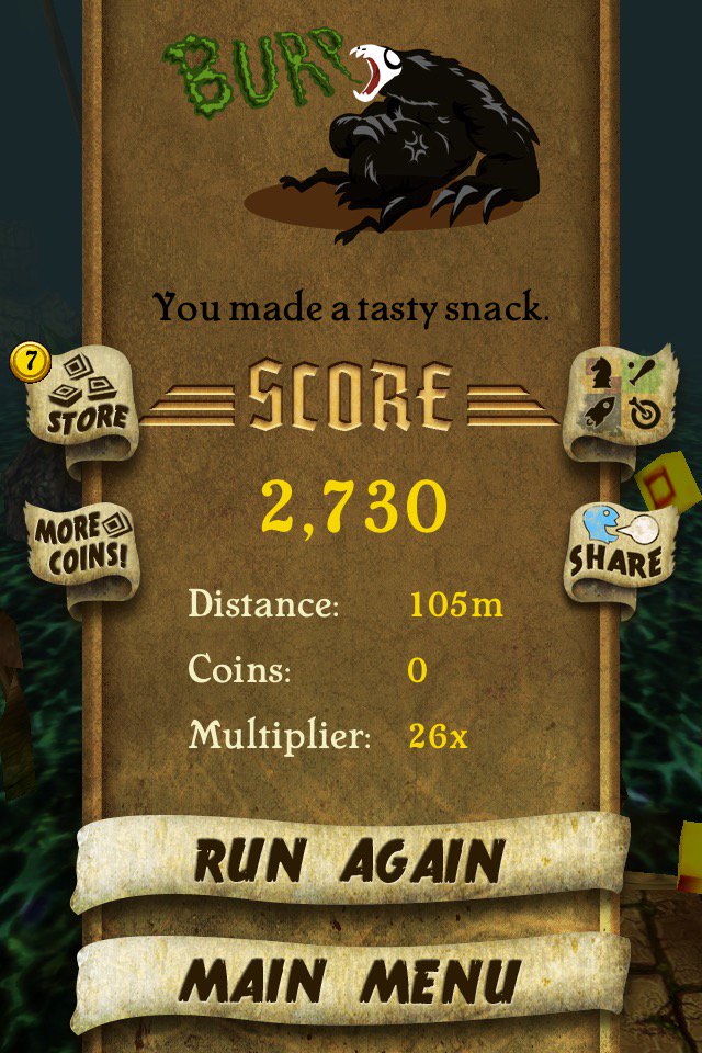 meaty1955's tweet photo. I got 2,730 points while escaping from demon monkeys. Beat that! https://t.co/fuznkynX6x #TempleRunv https://t.co/XHUz8ztL5d