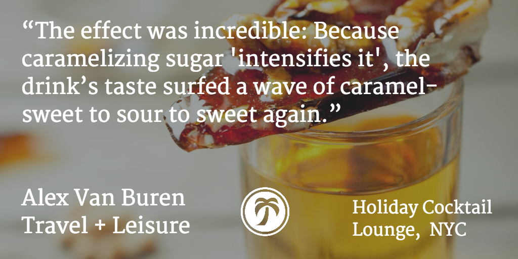 MemorableTech's tweet image. .@alexvanburen of @TravelLeisure enjoys a creative #cocktail at the Holiday Cocktail Lounge buff.ly/1SMLIif
