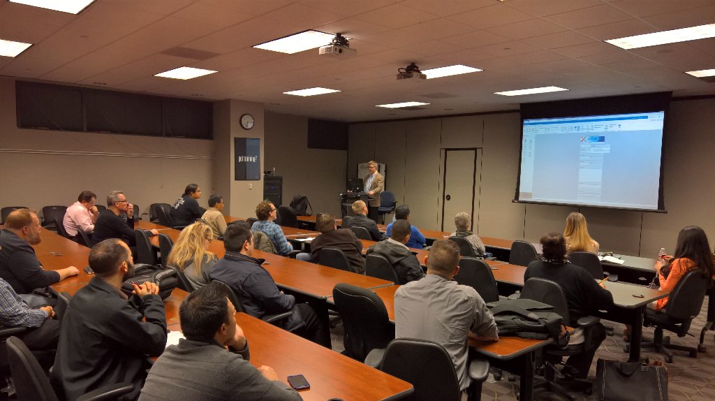 dbroussa's tweet image. Michael Bueltmann from #Nintex presenting at #SASUG tonight.