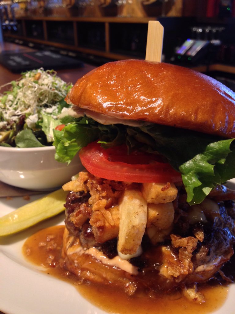 dgbars's tweet photo. @ChefBEverett stop teasing! #retromenu @tapandbarrel #PoutineBurger #Drool #Canada #Eh? https://t.co/1yhFzEjUJt