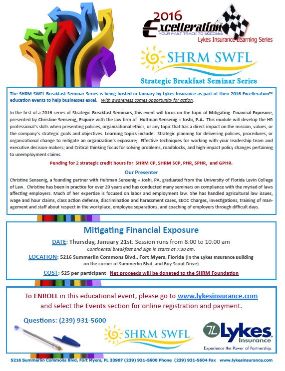 PictureTheNomad's tweet photo. Join us on January 21st for an educational seminar. #FortMyers #swfl #HumanResources #shrm https://t.co/XbSCqDeckZ