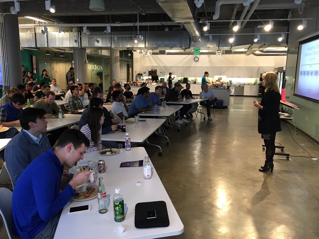 maximilien's tweet image. Hosting Dr Laurie Williams @NCState talking to PairProgramming/TDD-infected @PivotalLabs about #ContinousDeployment