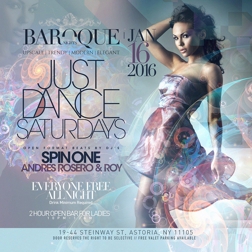 mikesation's tweet photo. @BAROQUENYC Just Dance Saturdays 1/16 with open format beats by DJs @djspinonem, Andres Rosero &amp; Roy. Call 718.274.2 https://t.co/0WR6prHPqt