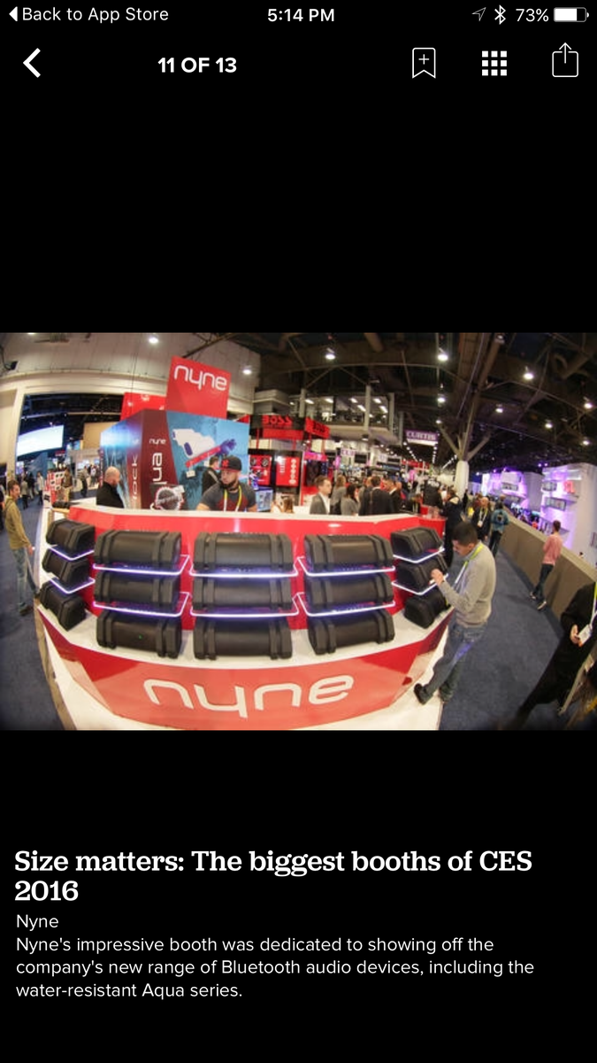 NYNEAudio's tweet photo. #NyneROCK won the 2016 @TwicePIC Award for Home Audio #BluetoothSpeakers at #CES2016! What an honor! @TWICEonline https://t.co/OsCbqoNUAP