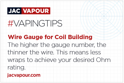 Jacvapour's tweet image. #AdvancedVapers, get your wire gauge right: steam-engine.org/coil.asp 
 #Coilmaster #VapingTips