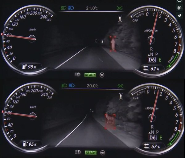 Autoliv_Safety's tweet image. Mercedes-Benz with #NightViewAssistPLUS spots the danger before you do.  @MBUSA bit.ly/1OOKiD3