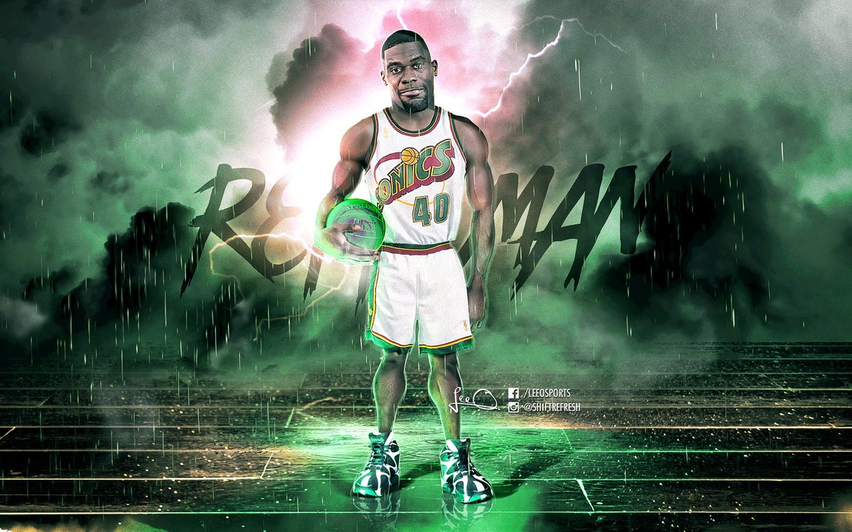 shiftrefresh's tweet image. Shawn Kemp aka #TheReignMan rocking his Reebok #Kamikaze. I miss 90s #NBA! #SaveTheSonics