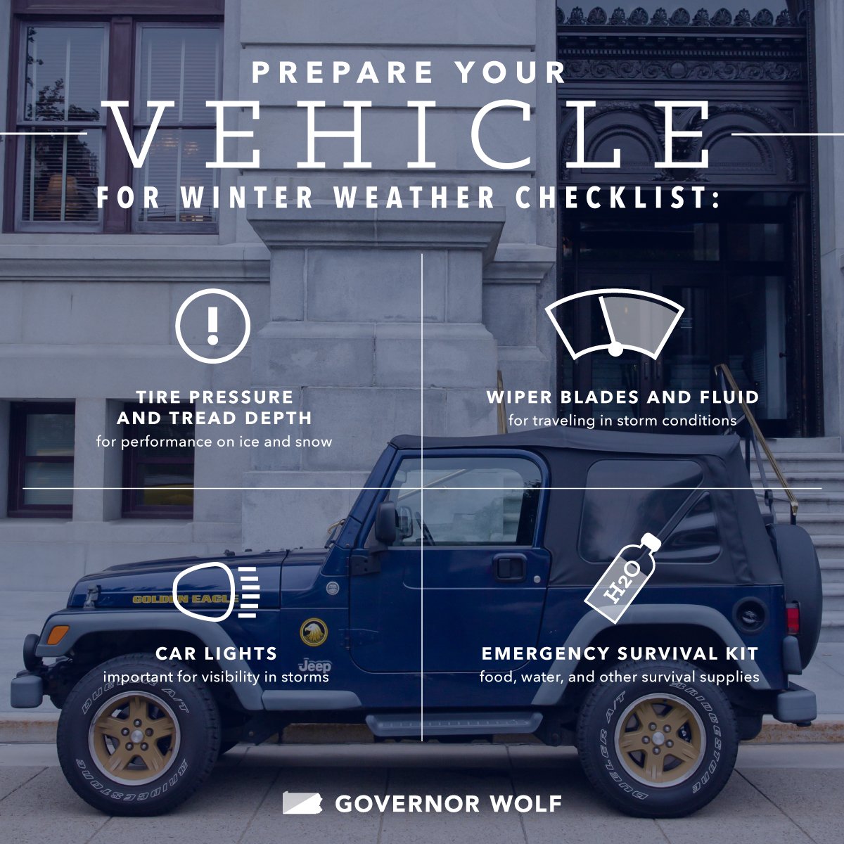 GovernorShapiro's tweet image. Snow is forecast across PA – drive carefully, and be sure to prepare for winter weather → bit.ly/1m67EZh