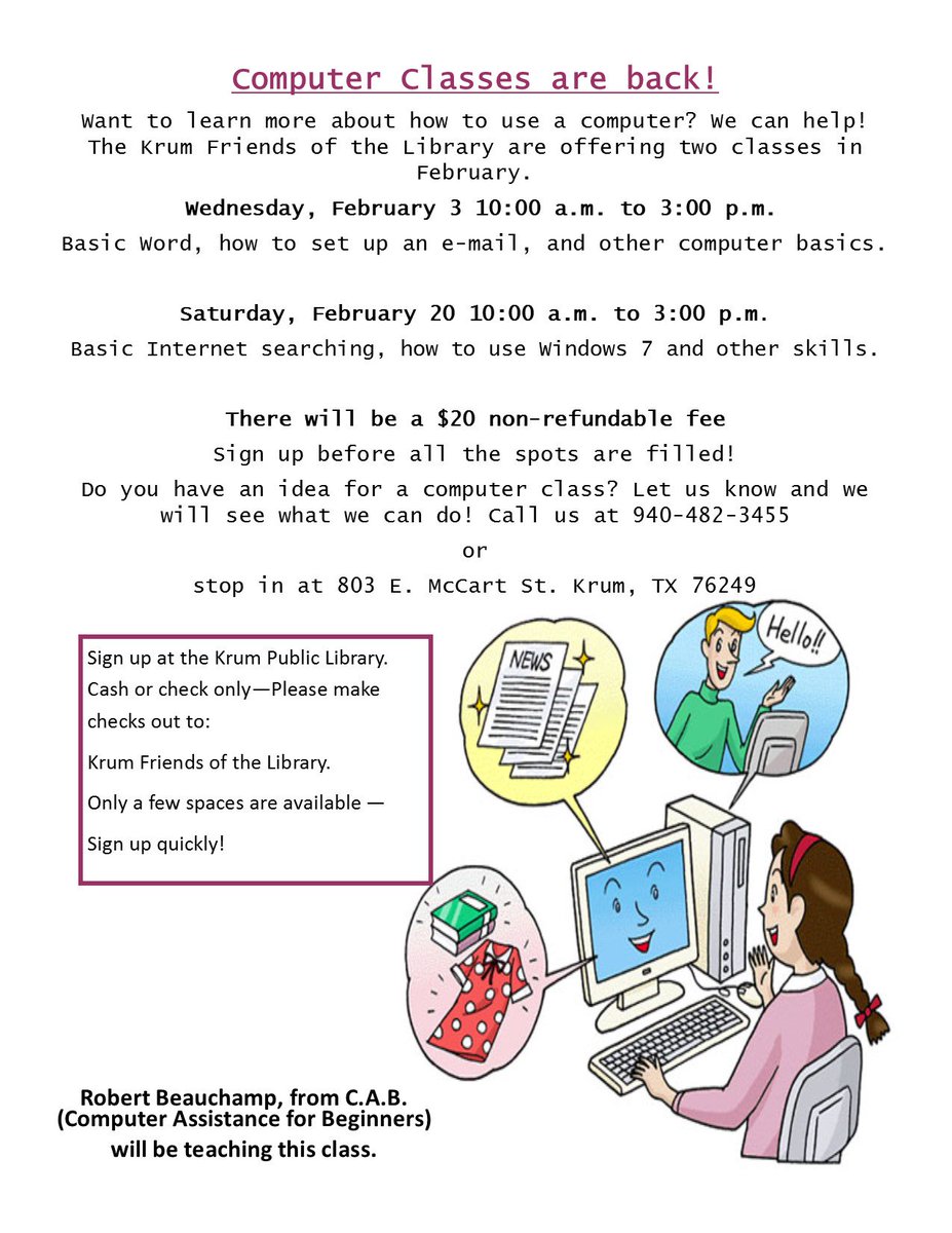 KrumLibrary's tweet image. #computerclasses #libraryclasses