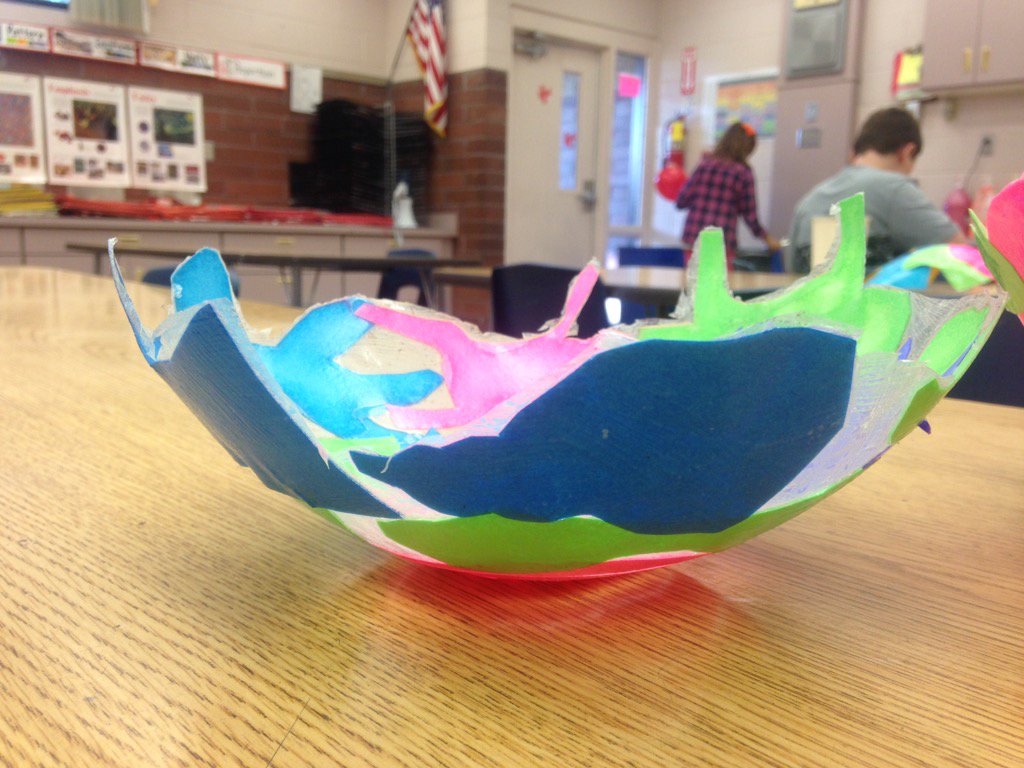 @SSESPrin We used a balloon, cut out organic shapes, and LOTS of Mod Podge! Super proud of them-not an easy project!