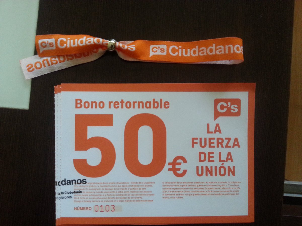 vsanmcs's tweet photo. En Mayo 2014 @CiudadanosCs autofinanciaba con bonos campaña #EuropeasCs, Podemos a saber... https://t.co/xSiYAteVpl https://t.co/RMkwHkkau0