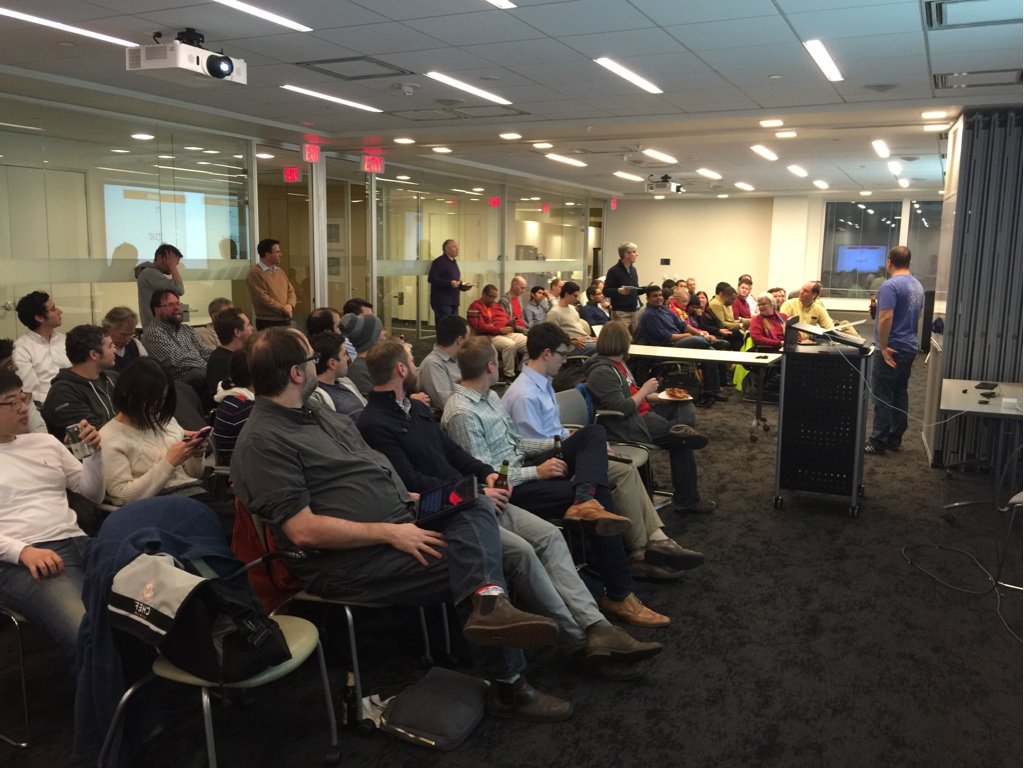 adamleff's tweet photo. Awesome turnout for tonight’s #devopsdc meetup! https://t.co/cQMAdR0nIb