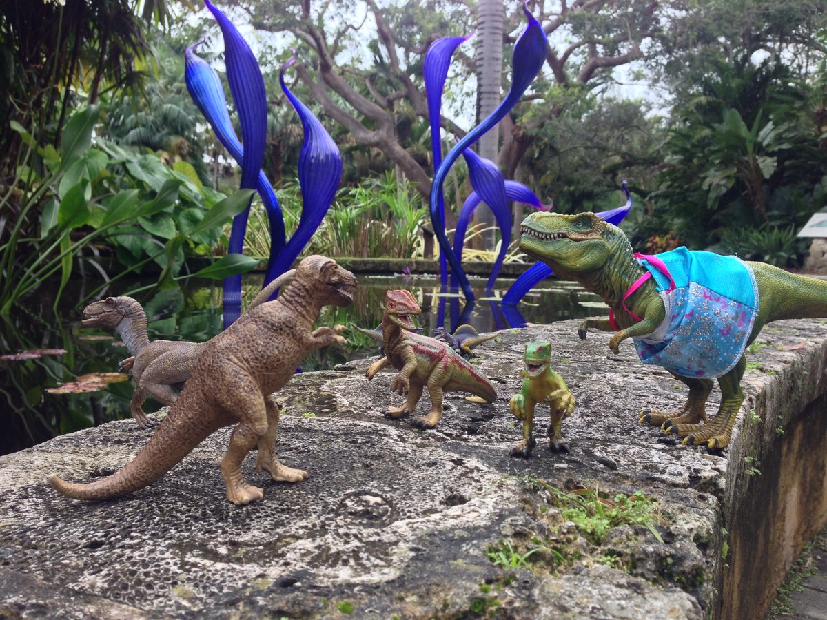 #dinosaursAtPlay on the road at <a href="/FairchildGarden/">Fairchild Garden</a>. This Chihuly glass is cool!