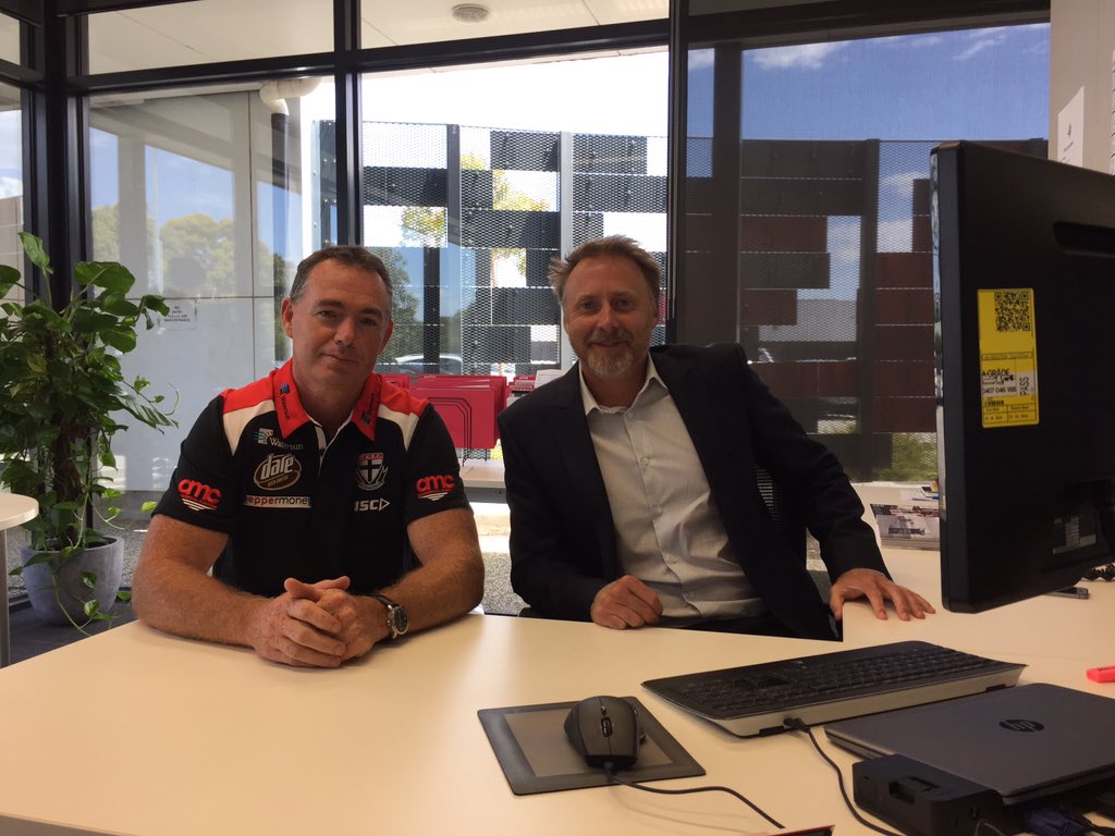stkildafc's tweet photo. .@Matt_Finnis and @AlanRichardson are at the keyboard and ready to go. Send in your Qs now using #CEOCoachLIVE https://t.co/wmkdT70xs2