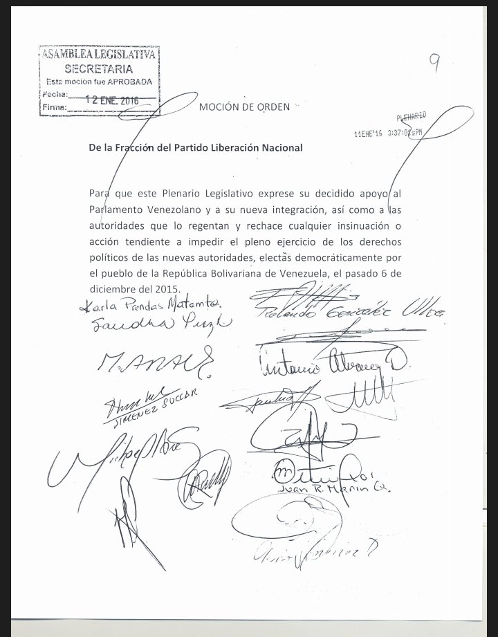 delsasolorzano's tweet photo. Recibo con beneplácito Moción de Orden aprobada por la Asamblea Legislativa de Costa Rica en respaldo a la AN Vzlana https://t.co/Q20YBVBiRL