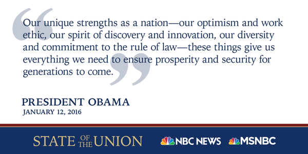 MSNOWNews's tweet photo. .@POTUS reflects on our nation's strengths in his final #SOTU address. https://t.co/PmH2S9E6u6