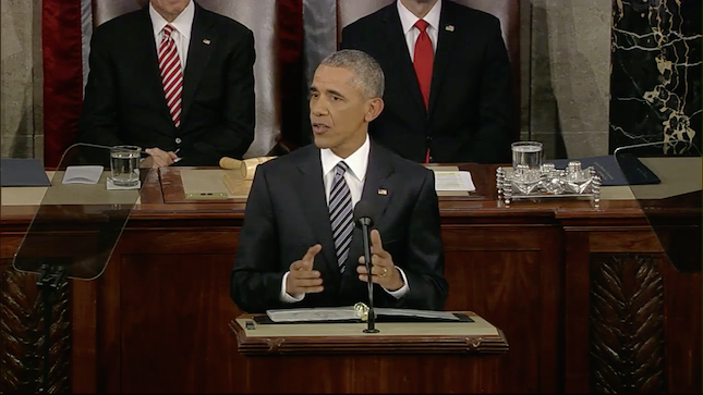 thehill's tweet photo. Obama: We need to reject any politics that targets people because of race or religion #SOTU https://t.co/4XtRUoB0nb https://t.co/2xZbbWr7Uz