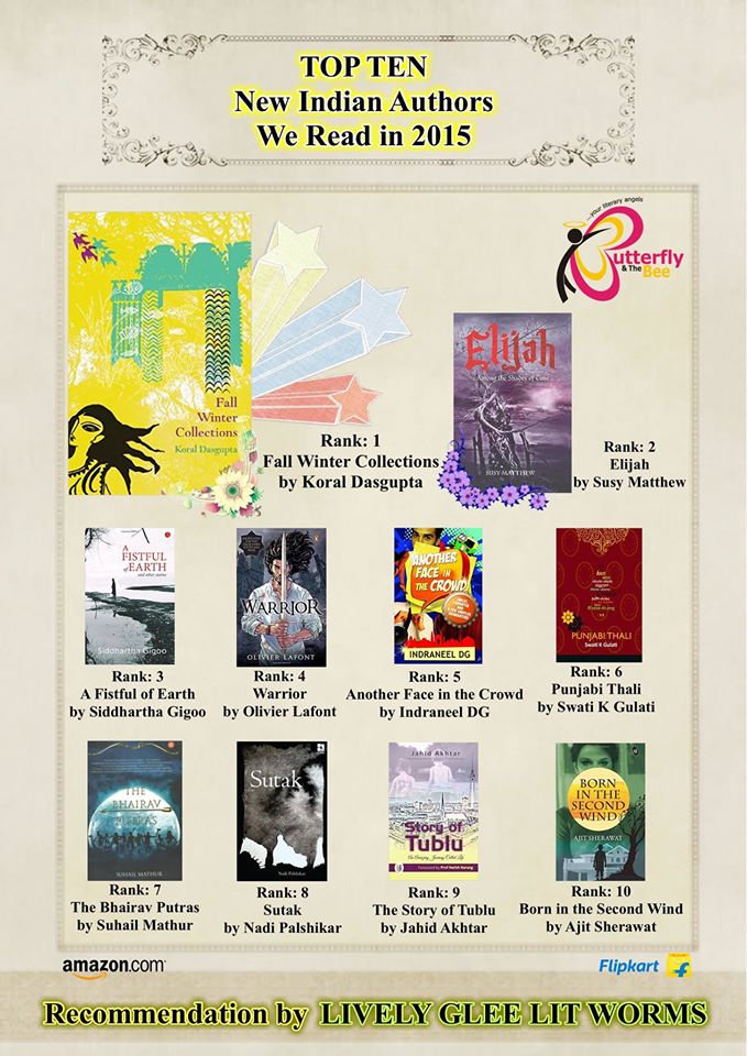 AlchemyBooks's tweet photo. @SusyMatthew, Swati K Gulati and @nadipalshikar ranked among Top Ten New Indian Authors by "Butterfly and the Bee" https://t.co/CX8hFuXEAN