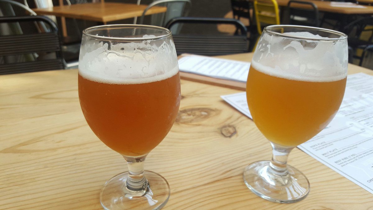 Enjoying the <a href="/EkimBrewingCo/">Ekim Brewing Co</a> #GrapefruitVikingIPA (Left) and the #AfterBattlePaleAle top notch #Beers <a href="/TheHopFactory/">The Hop Factory</a>