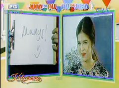 Ganda mo ngayon - Alden
Ngayon lang? - Maine
Always! - Alden

Kaka miss to!
Fansign pa more :)
#ALDUBTheBAEisBACK