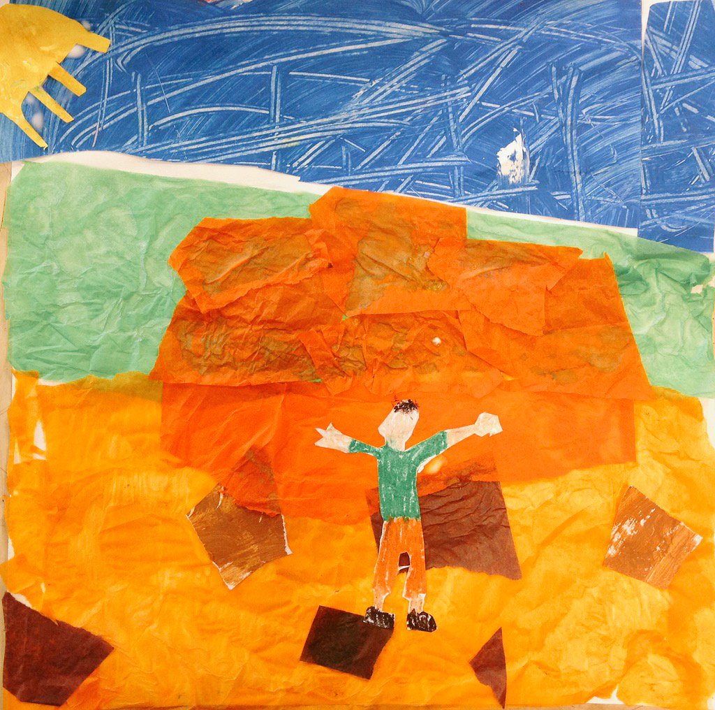 3rd graders looked at collages by artist Romare Bearden before creating their own based on favorite memories.