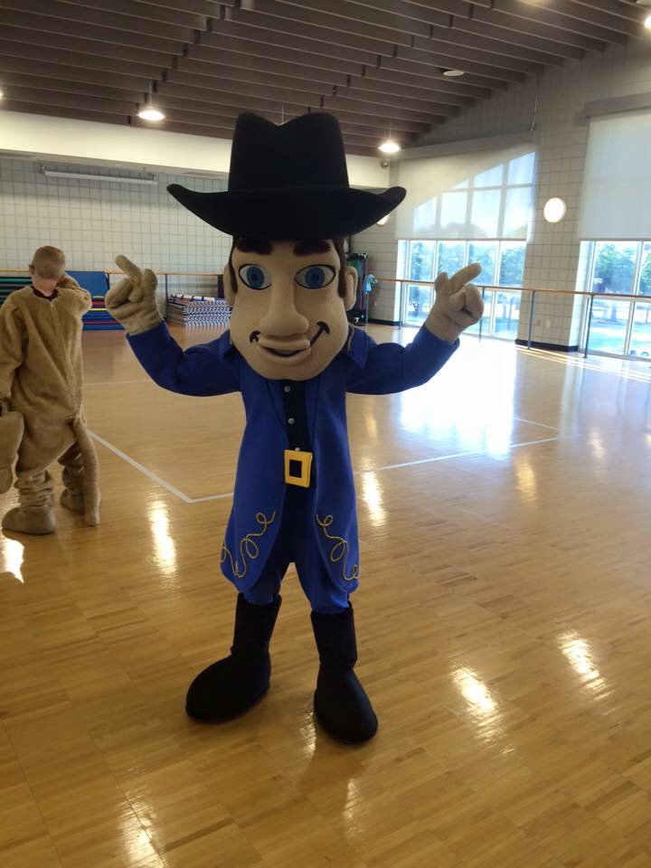 This is our mascot Rowdy the Raider. Our school colors are gold and blue. Do you have a mascot? #USA2F1516