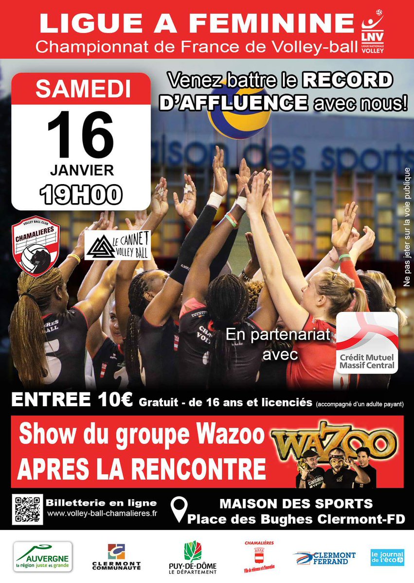 A défaut de hockey samedi venez soutenir notre partenaire sportif <a href="/VolleyCham/">Volley-Ball Club Chamalières</a>