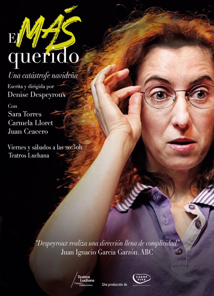 <a href="/LLORETCARMELA/">CARMELA LLORET</a> es Tere en #ElMásQuerido de <a href="/DDespeyroux/">Denise Despeyroux</a>.
V y S 20:30 en @teatrosluchana.