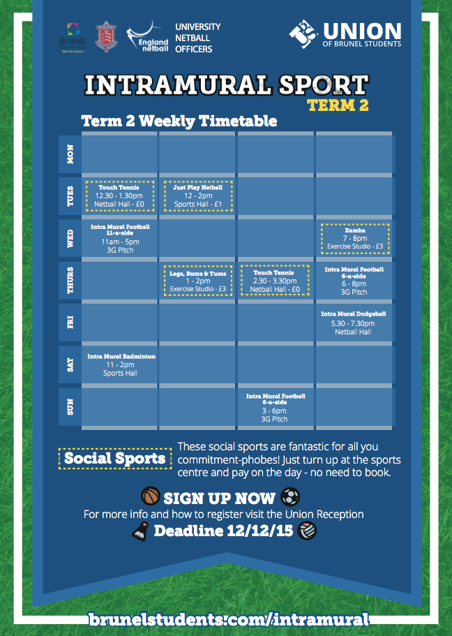 BrunelIntra's tweet photo. There's still a few slots in Intramural Football and Dodgeball Leagues for this term! Email Intramural@brunel.ac.uk https://t.co/pAbImjxtNG