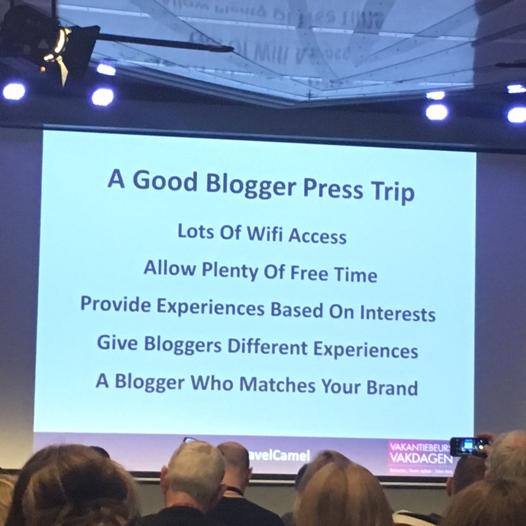PureFoodTravel's tweet image. Necessary for a good blogger press trip, according to @TheTravelCamel #bloggersevent #vb16