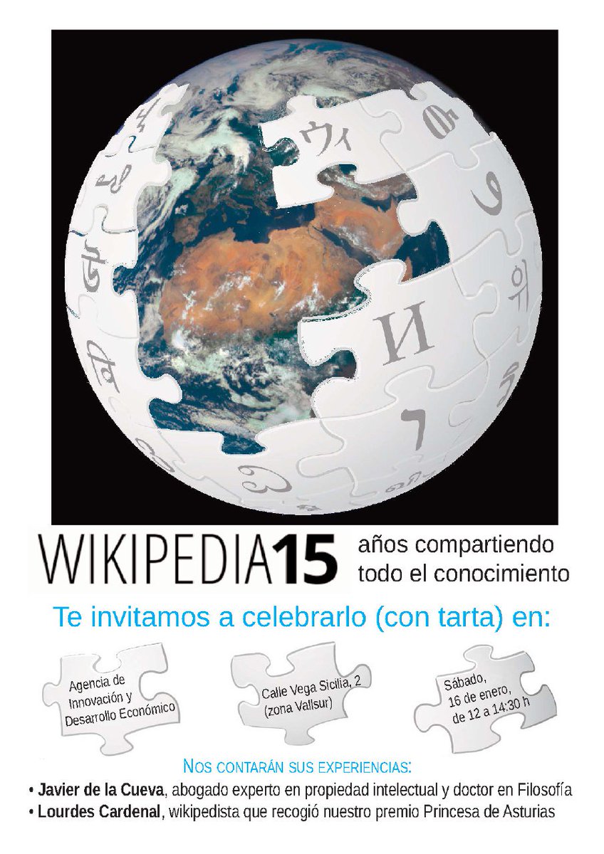 FiorucciProject's tweet image. Este sábado desde @wikimedia_es, celebramos los 15 años de Wikipedia en Innolid @Valladolid_24H ¡habrá tarta!