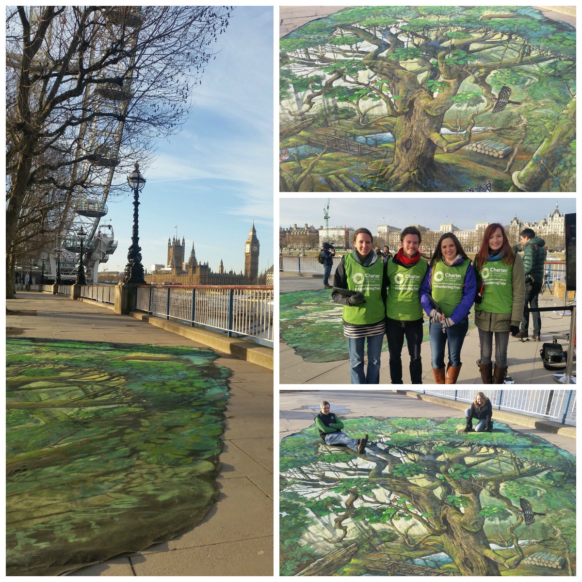 TreesforCities's tweet photo. Celebrating the launch of the #TreeCharter with @WoodlandTrust and the amazing 3D #WanderingTree https://t.co/5nFhuycD6F