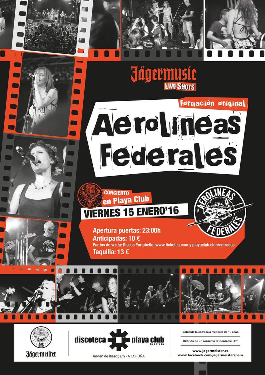 Este viernes 15 a las 23h. #AerolíneasFederales en directo en el #PlayaClub #Coruña
Entradas playaclub.club/entradas/