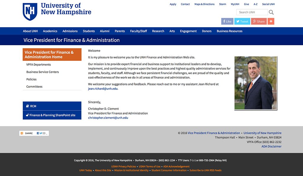 Visit the new Vice President for Finance &amp; Administration website at unh.edu/vpfa
#UNHWebMobile