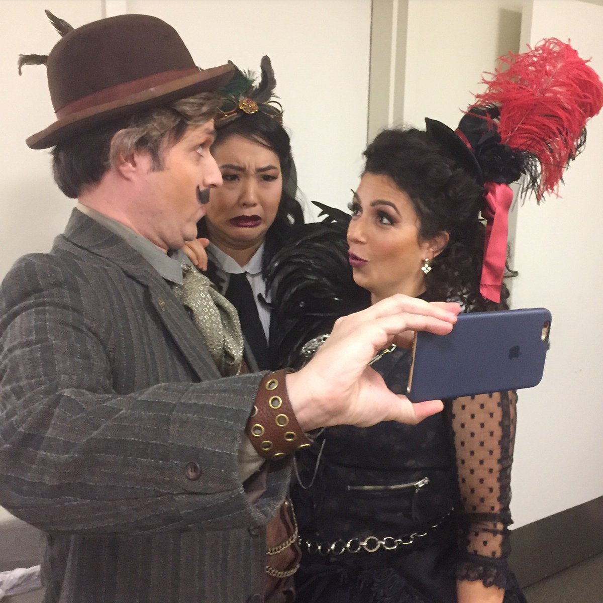 Ani, Kristin, and Jose were caught having some fun backstage at the Huntington last night! #selfie #behindthescenes