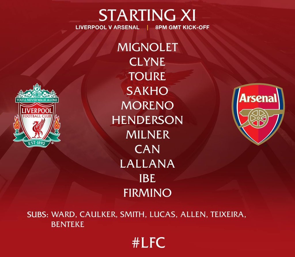 Arsenal_France's tweet photo. Les compositions de ce soir !! #LFCvAFC https://t.co/w7IoRKVJym