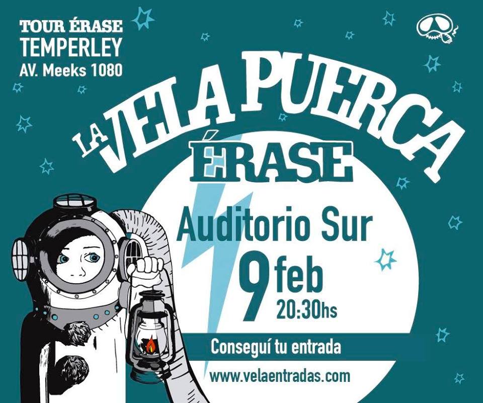 Otro de los grandes shows del mes de febrero en Auditorio Sur. La <a href="/LaVela_Oficial/">La Vela Puerca</a> 
Anticipadas a la venta!