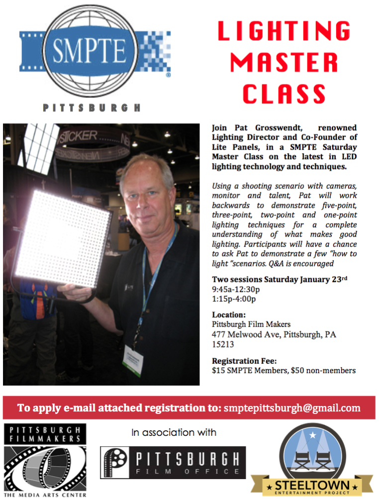 SMPTEpittsburgh's tweet photo. Be sure to check out SMPTE Pittsburgh's two lighting seminar Master Classes on January 23. More here: https://t.co/9QfAnAgce1
