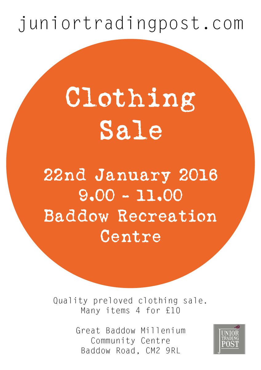 JTradingPost's tweet photo. #preloved #children #maternity #clothes #sale #chelmsford 22nd Jan 2016, 9.00 - 11.00 https://t.co/kJwTbRqoI1 https://t.co/7ZYPsj714E