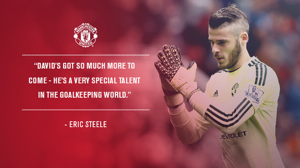 ManUtd_AR's tweet photo. إيريك ستيل يقول بأن @D_DeGea سوف يلحق بقائمة عظماء حراسة المرمى أمثال فان در سار وشمايكل. https://t.co/uhKhUJhzxN https://t.co/RElecUfjHL