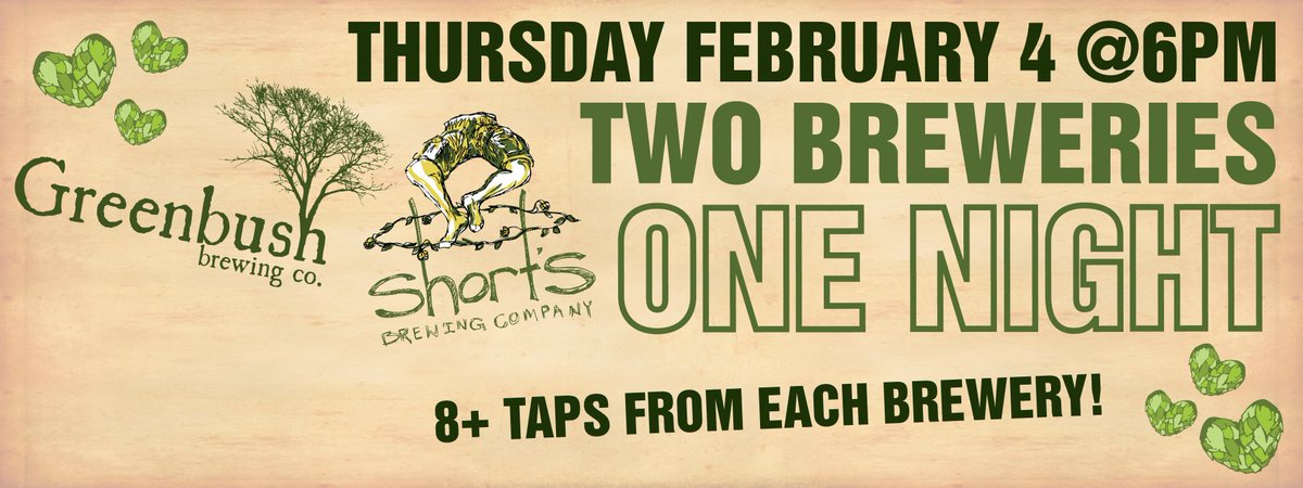 HopsAt84East's tweet photo. Save the date! @ShortsBrewing @Greenbush_Brew #beer @discoverholland @DowntownHolland #taptakeover #craftbeer #fun https://t.co/XLXHfuDvqI