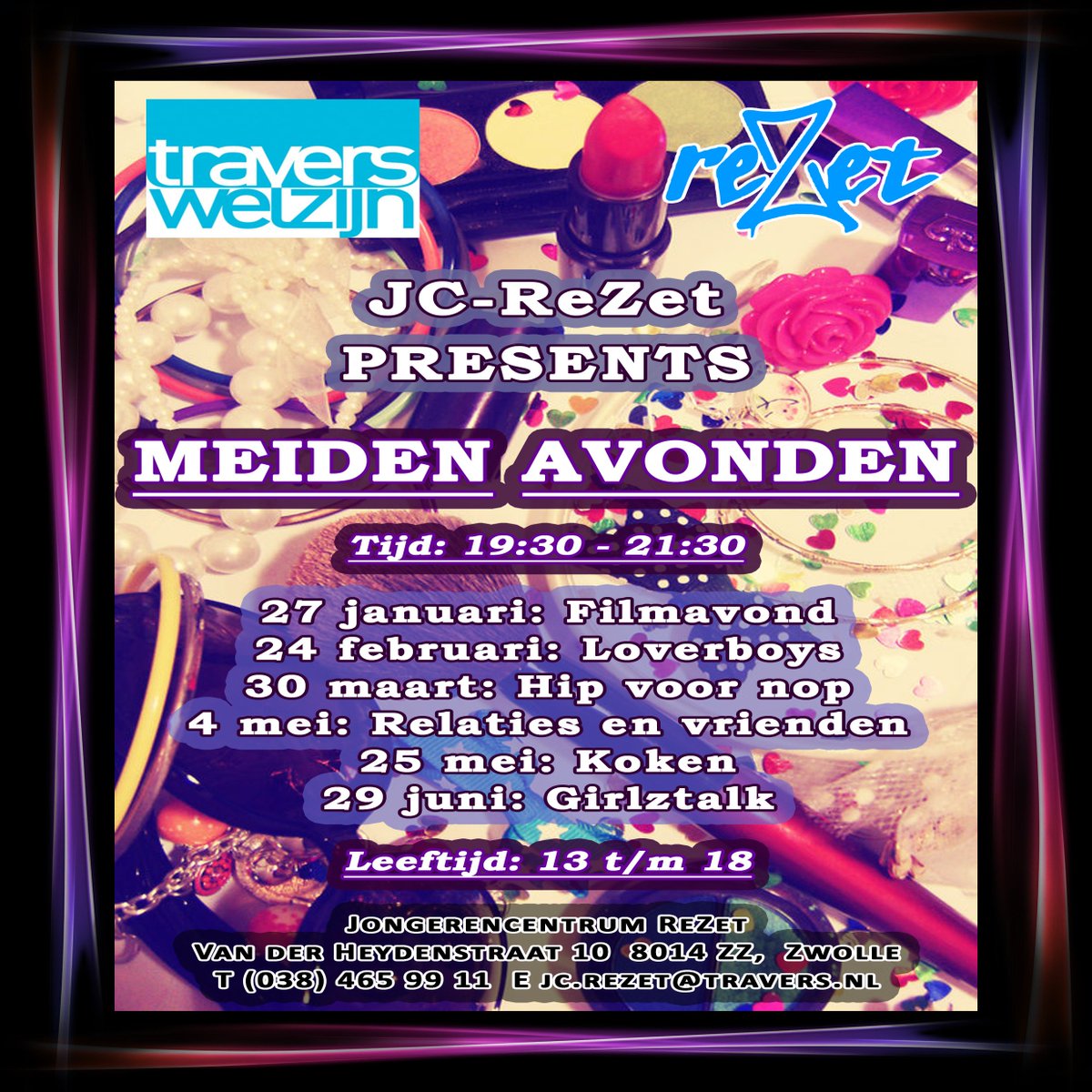 JCReZet's tweet image. 27 januari starten de meiden avonden weer! Hier het programma tot de zomer. Zien we jou op een van deze avonden?!