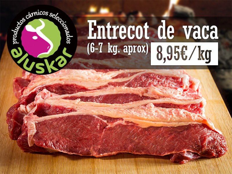 Tenemos en oferta este exquisito entrecot de vaca al precio de 8,95€/kg. Entra en nuestra web y encárgalo.