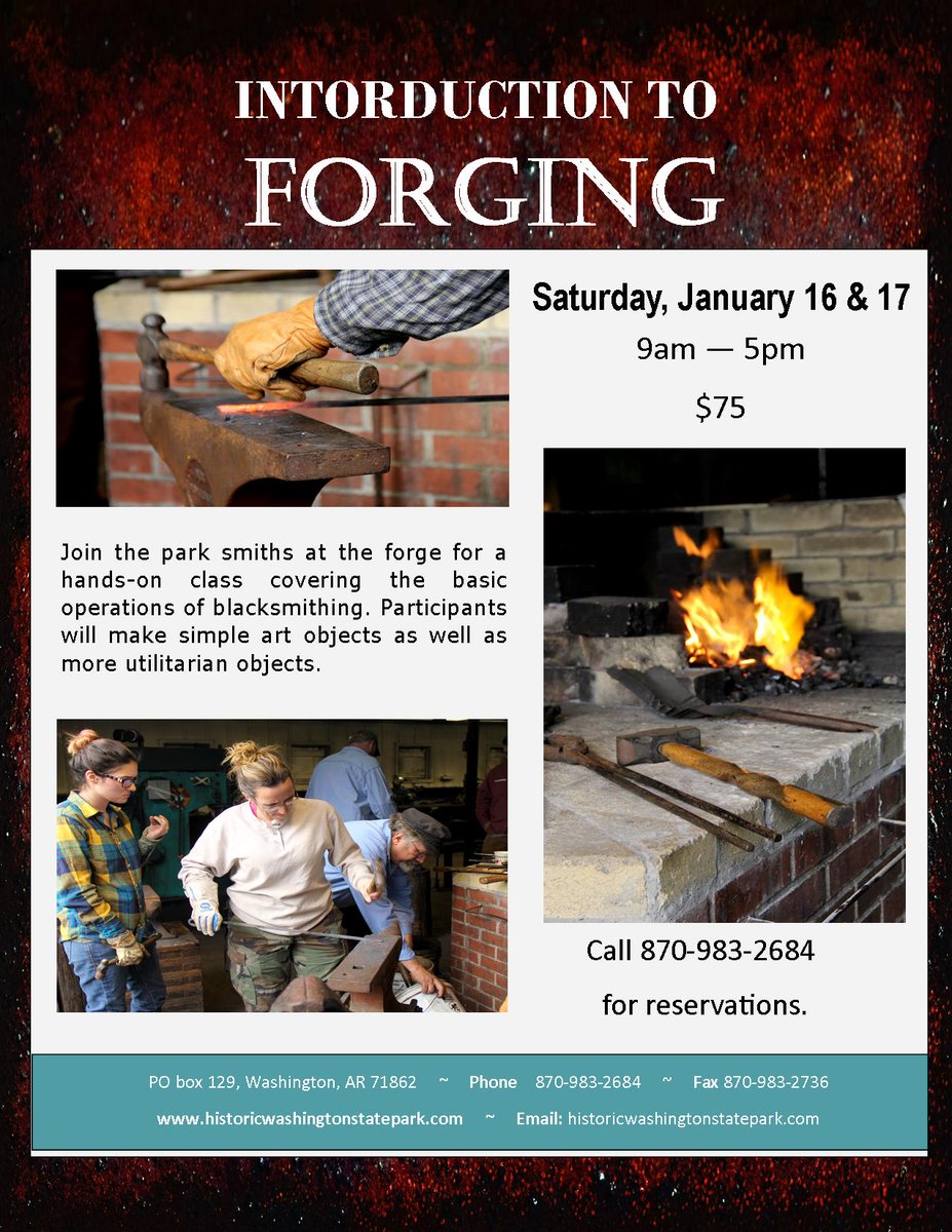sweetsouthblue's tweet photo. @OIYSArkansas Join park smiths for a class covering basic blacksmithing #HistoricWashingtonStatePark #ARStatePark https://t.co/O0QLUd3OhE