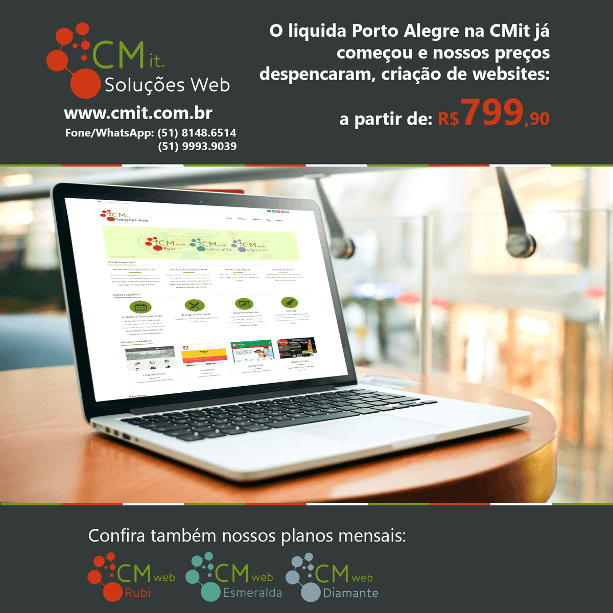 CMitSolucoesWeb's tweet photo. Liquida CMit, confira nossos preços, criação de sites a partir de R$799,90 #LiquidaPoa2016 #CriacaoSites https://t.co/k9Xo78ft8m