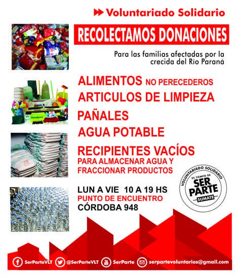 SerParteVLT's tweet photo. Relanzamos nuestra Campaña de recolección de donaciones p/ las familias afectadas por la crecida del Paraná. SUMATE! https://t.co/G2NnZpQL1y