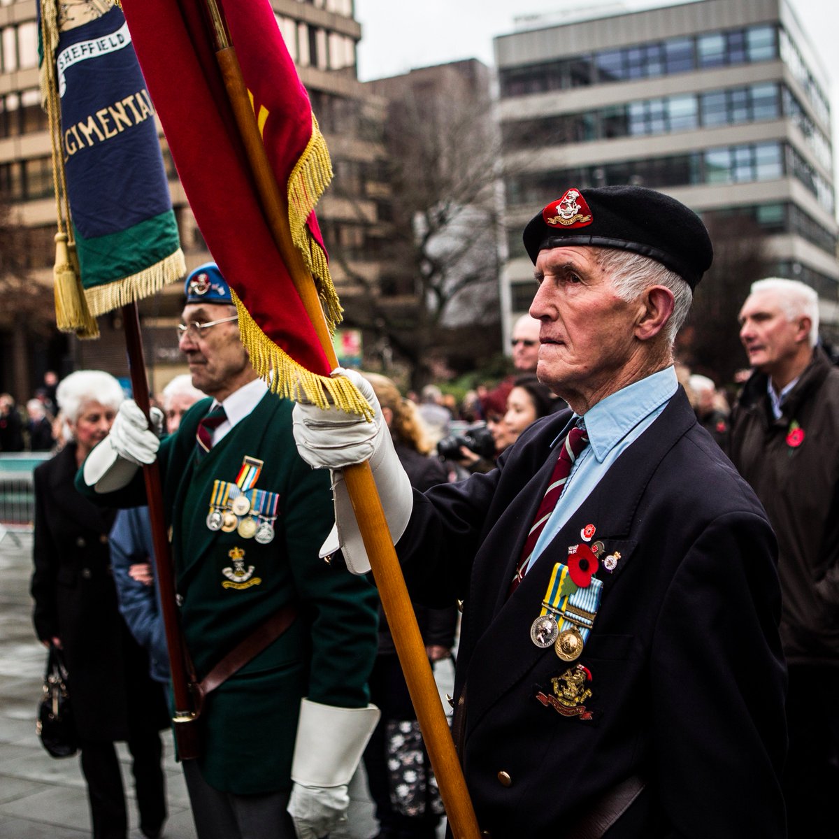insidesheffield's tweet photo. NEWS: Hundreds gather in Sheffiled on Remembrance Sunday to pay respects https://t.co/chJTtmjXlc https://t.co/JMV4DawAx5