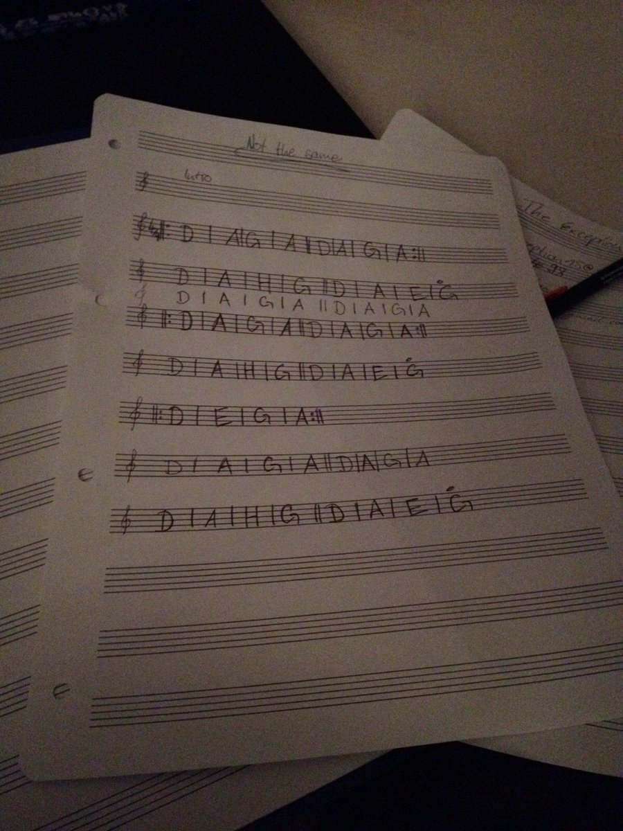 TheException__'s tweet image. Unser Gitarrist Robert ist fleißig und verbringt den Abend damit, unsere Songs auf Papier zu bringen!